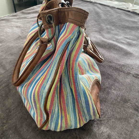 Aldo Colorful Striped Shoulder Bag with Brown Accents - Picture 4 of 12